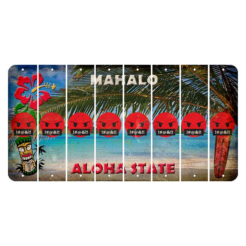 Hawaii Beach Scene Cut License Plate Strips (Set of 8) Emoji - Pissed