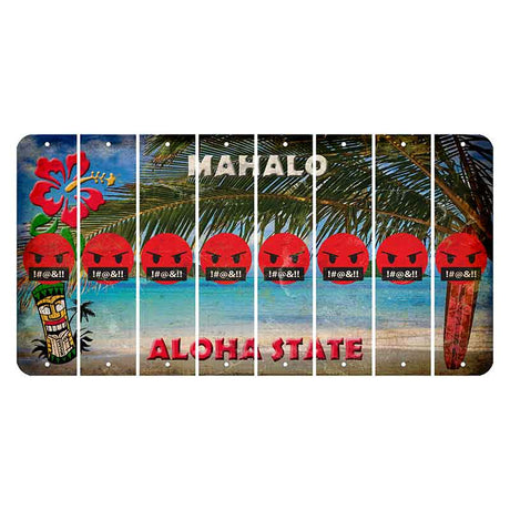 Hawaii Beach Scene Cut License Plate Strips (Set of 8) Emoji - Pissed