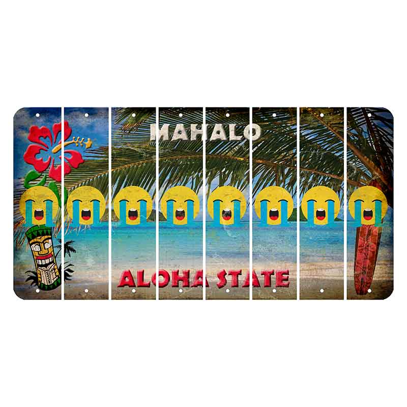 Hawaii Beach Scene Cut License Plate Strips (Set of 8) Emoji - Crying