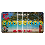 Hawaii Beach Scene Cut License Plate Strips (Set of 8) Emoji - Crying