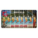 Hawaii Beach Scene Cut License Plate Strips (Set of 8) Basketball Player