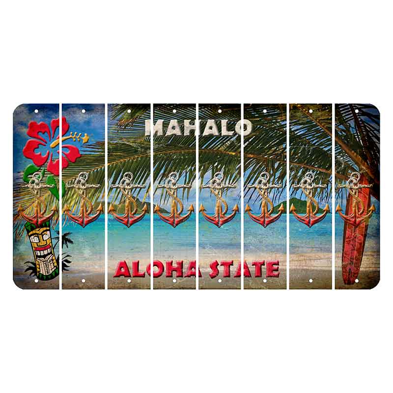 Hawaii Beach Scene Cut License Plate Strips (Set of 8) Boat Anchor