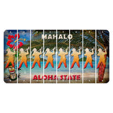 Hawaii Beach Scene Cut License Plate Strips (Set of 8) Fireman with Axe