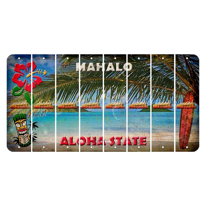 Hawaii Beach Scene Cut License Plate Strips (Set of 8) Train