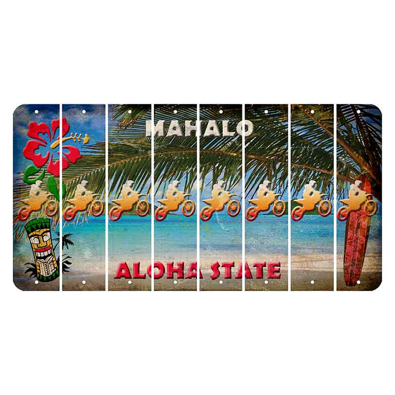 Hawaii Beach Scene Cut License Plate Strips (Set of 8) Dirtbike Rider