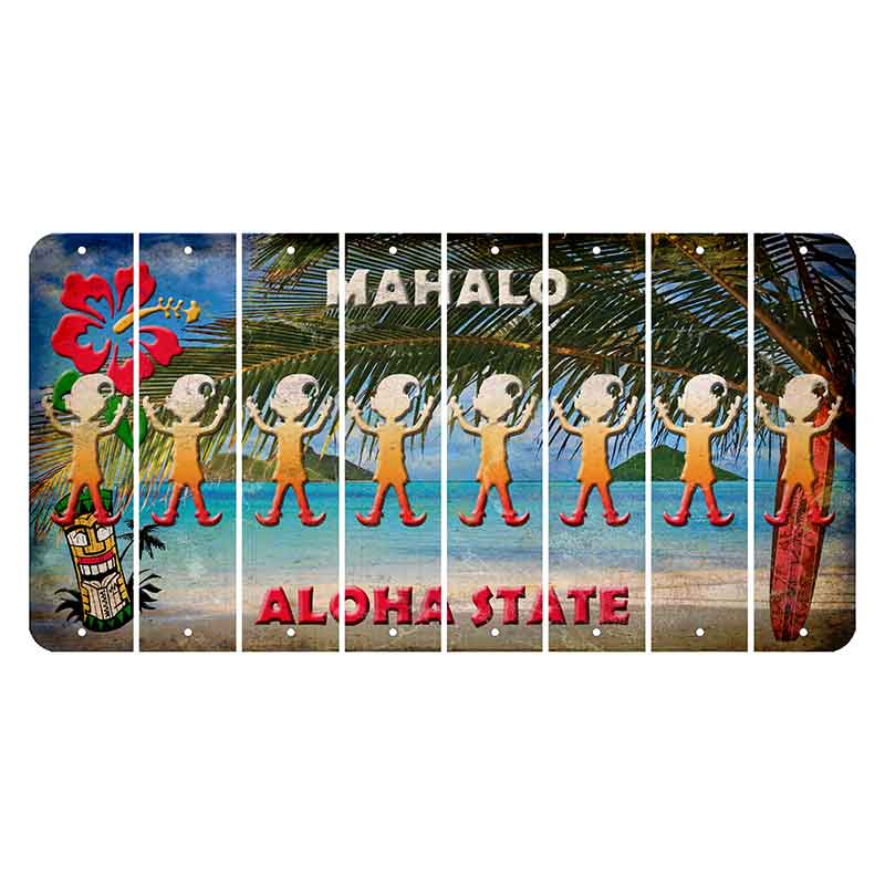 Hawaii Beach Scene Cut License Plate Strips (Set of 8) Elf