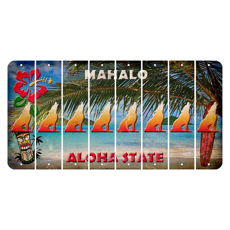 Hawaii Beach Scene Cut License Plate Strips (Set of 8) Howling Wolf