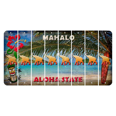 Hawaii Beach Scene Cut License Plate Strips (Set of 8) Elephant