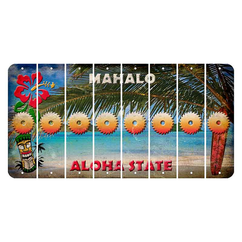 Hawaii Beach Scene Cut License Plate Strips (Set of 8) Saw Blade