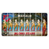 Hawaii Beach Scene Cut License Plate Strips (Set of 8) Cowgirl