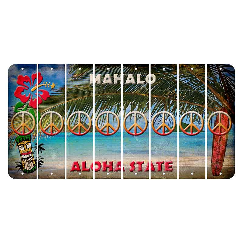 Hawaii Beach Scene Cut License Plate Strips (Set of 8) Peace Sign
