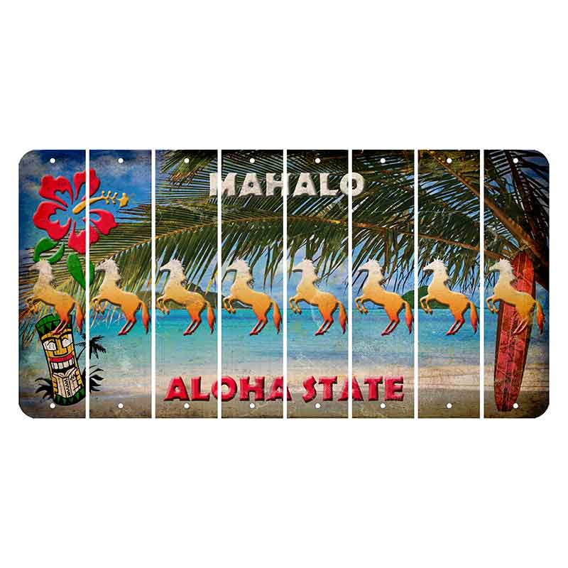 Hawaii Beach Scene Cut License Plate Strips (Set of 8) Horse