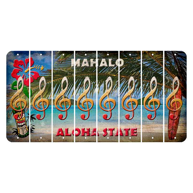 Hawaii Beach Scene Cut License Plate Strips (Set of 8) Music Note