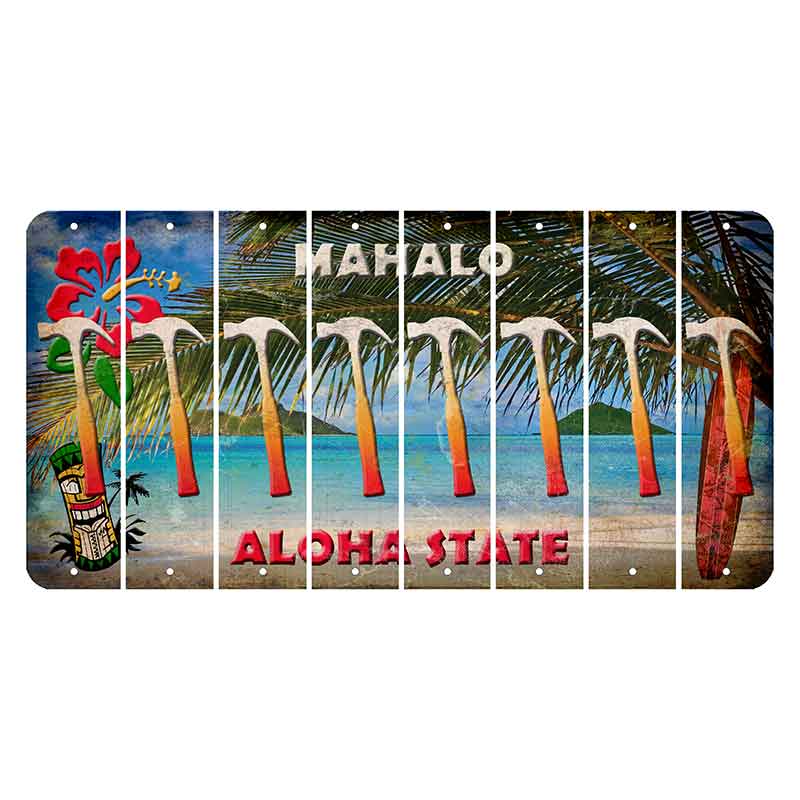 Hawaii Beach Scene Cut License Plate Strips (Set of 8) Hammer