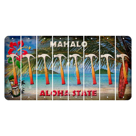 Hawaii Beach Scene Cut License Plate Strips (Set of 8) Hammer