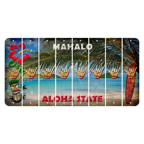 Hawaii Beach Scene Cut License Plate Strips (Set of 8) Hang Loose
