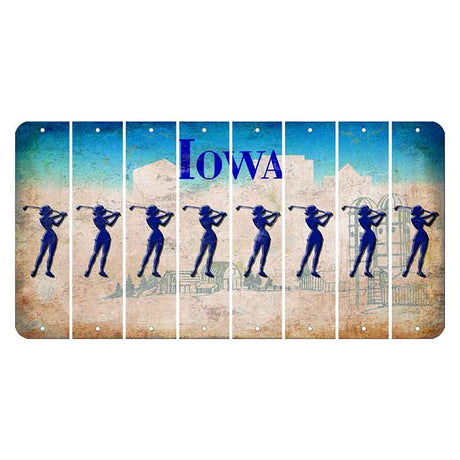 Iowa Farm Scene Cut License Plate Strips (Set of 8) Female Golfer