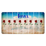 Iowa Farm Scene Cut License Plate Strips (Set of 8) Red Rose
