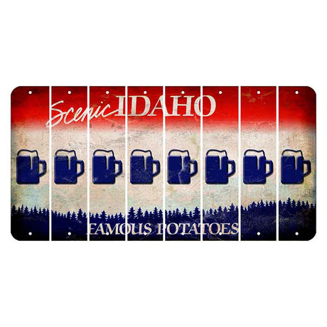Idaho Scenic Cut License Plate Strips (Set of 8) Beer Mug