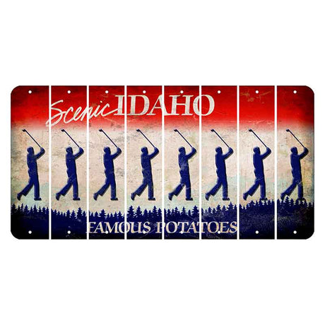 Idaho Scenic Cut License Plate Strips (Set of 8) Male Golfer