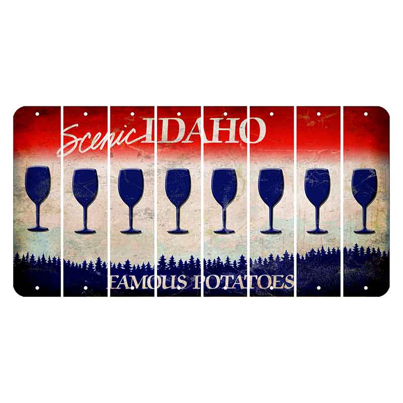 Idaho Scenic Cut License Plate Strips (Set of 8) Wine Glass