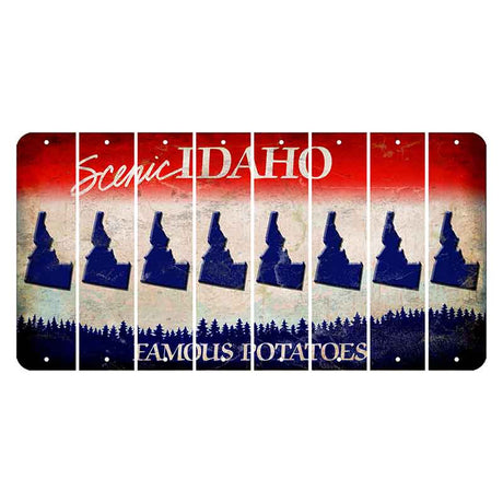 Idaho Scenic Cut License Plate Strips (Set of 8) State Silhouette