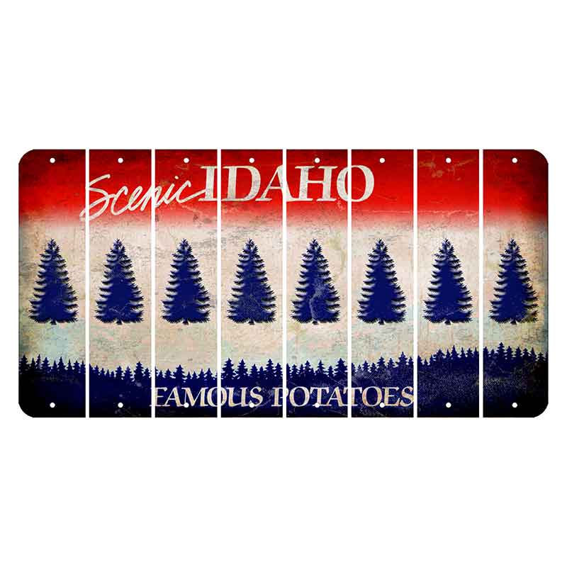 Idaho Scenic Cut License Plate Strips (Set of 8) Pine Tree