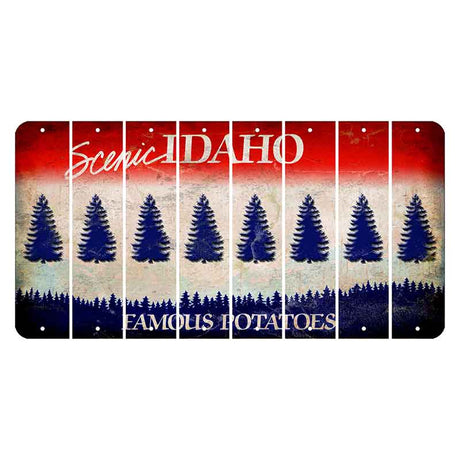Idaho Scenic Cut License Plate Strips (Set of 8) Pine Tree
