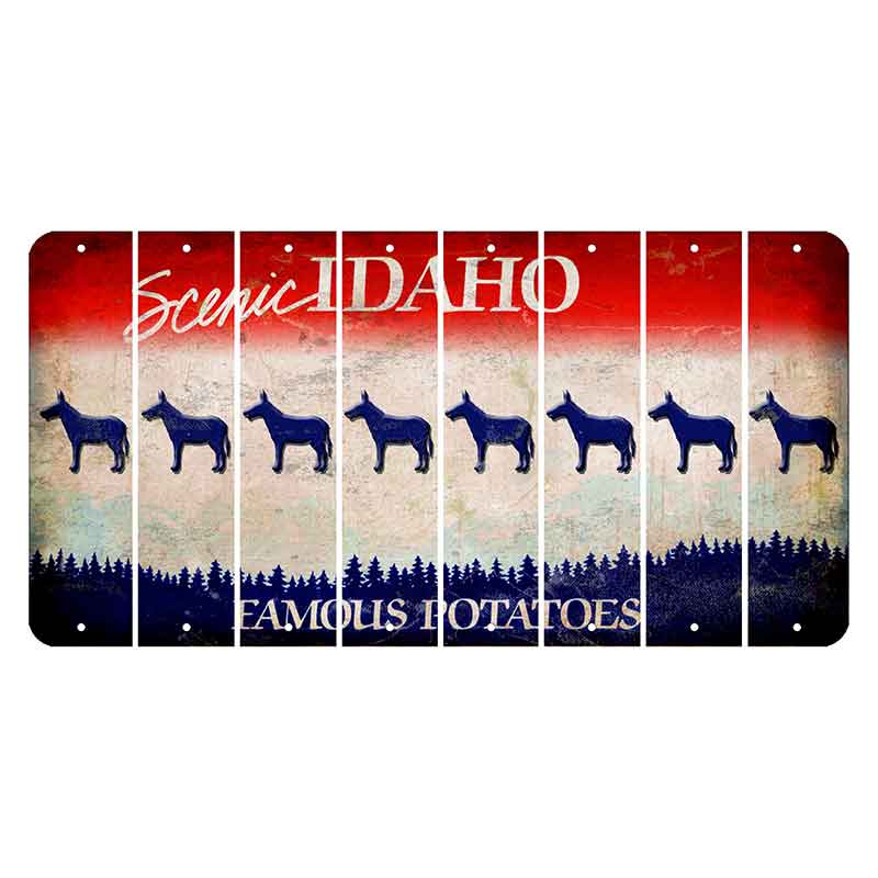 Idaho Scenic Cut License Plate Strips (Set of 8) Donkey