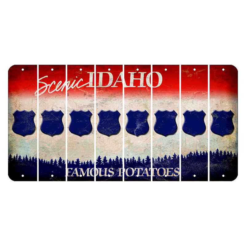 Idaho Scenic Cut License Plate Strips (Set of 8) Police Badge