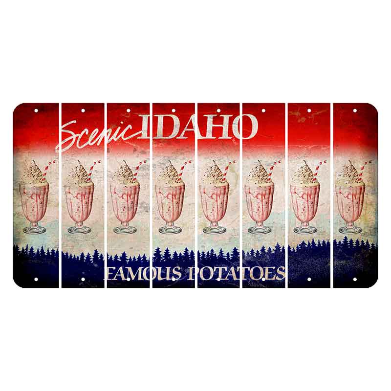 Idaho Scenic Cut License Plate Strips (Set of 8) Milkshake