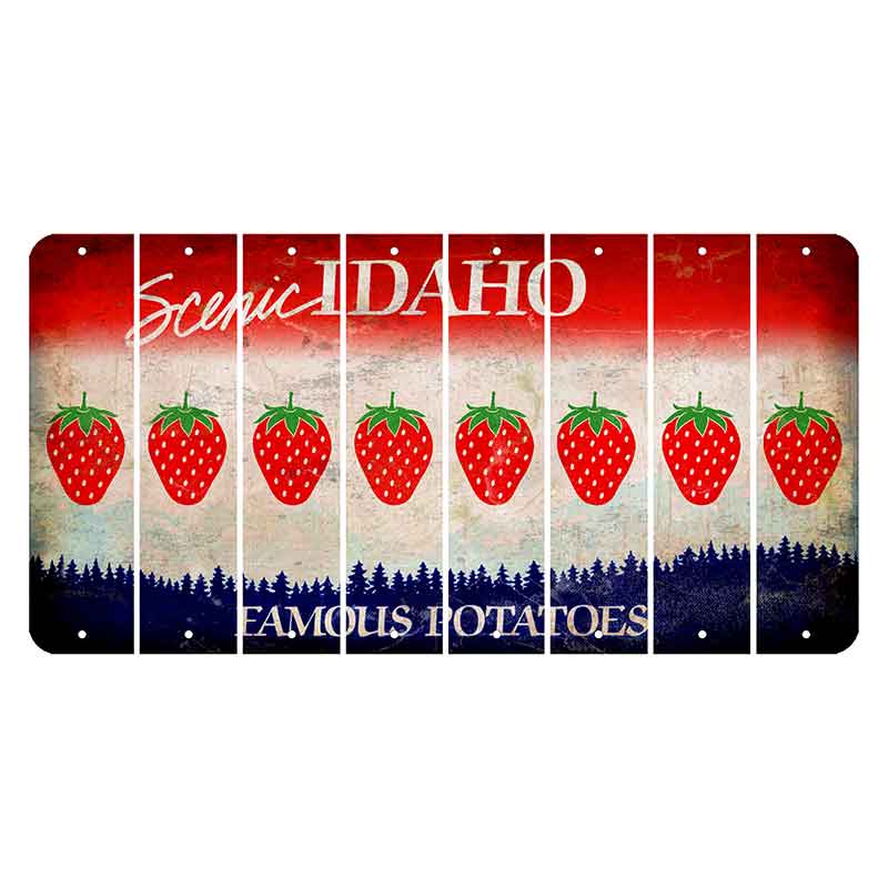 Idaho Scenic Cut License Plate Strips (Set of 8) Strawberry