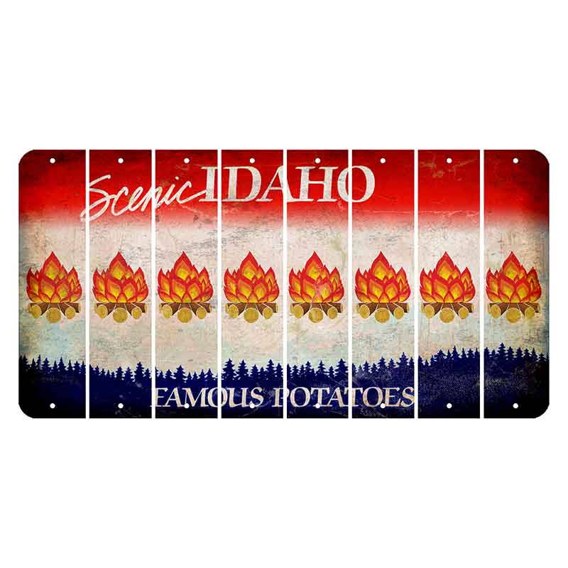 Idaho Scenic Cut License Plate Strips (Set of 8) Campfire