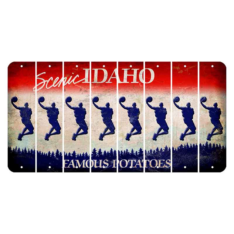 Idaho Scenic Cut License Plate Strips (Set of 8) Basketball Player