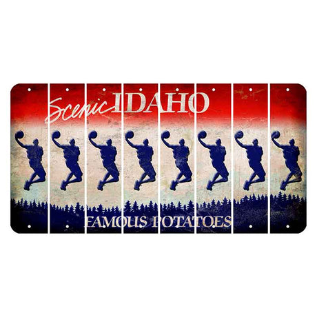 Idaho Scenic Cut License Plate Strips (Set of 8) Basketball Player