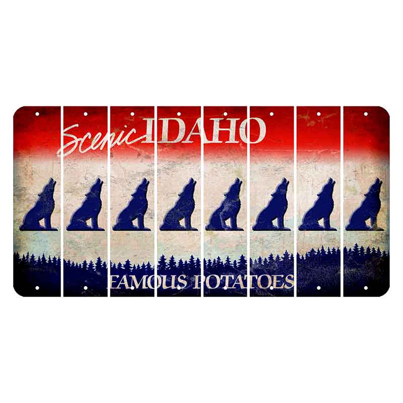Idaho Scenic Cut License Plate Strips (Set of 8) Howling Wolf