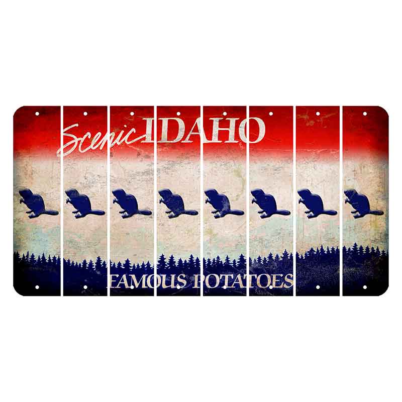 Idaho Scenic Cut License Plate Strips (Set of 8) Beaver