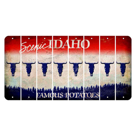 Idaho Scenic Cut License Plate Strips (Set of 8) Cow Skull