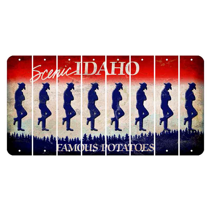 Idaho Scenic Cut License Plate Strips (Set of 8) Cowboy - Leaning