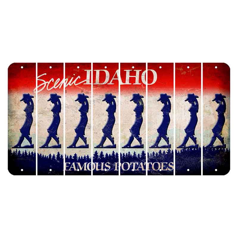 Idaho Scenic Cut License Plate Strips (Set of 8) Cowgirl - Leaning