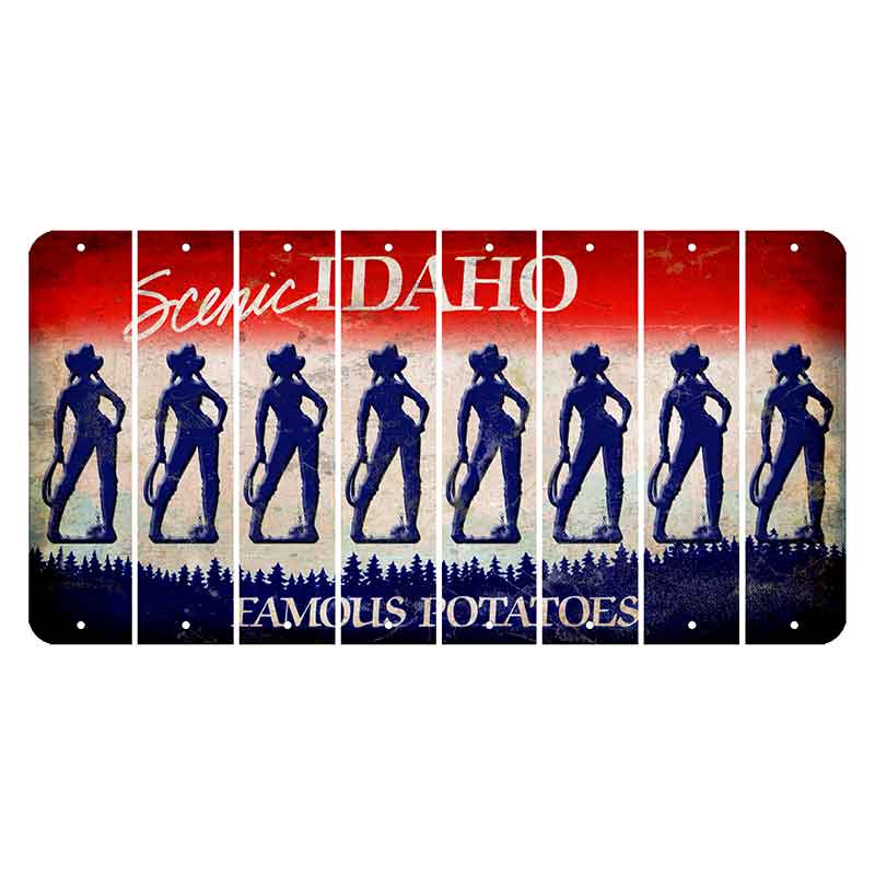 Idaho Scenic Cut License Plate Strips (Set of 8) Cowgirl