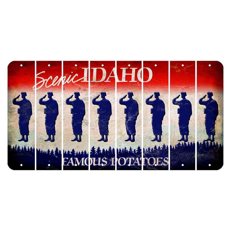 Idaho Scenic Cut License Plate Strips (Set of 8) Soldier - Saluting