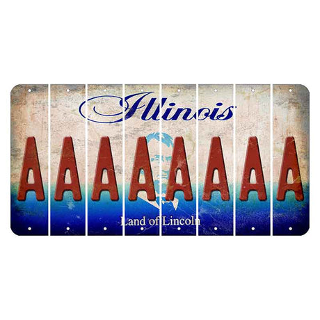 Illinois Abraham Lincoln Cut License Plate Strips (Set of 8) A