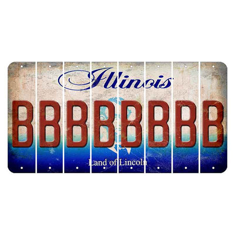 Illinois Abraham Lincoln Cut License Plate Strips (Set of 8) B