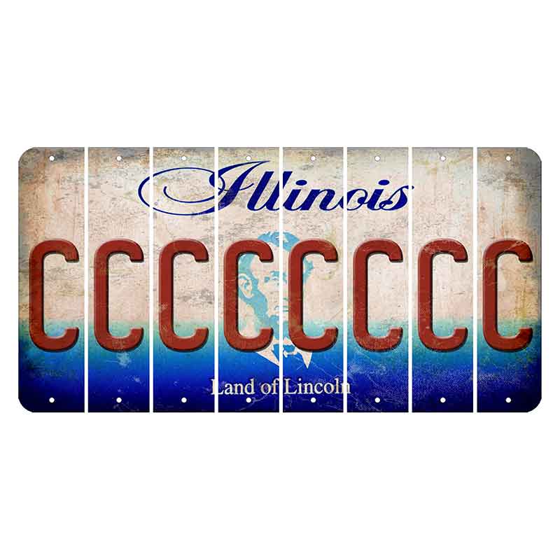Illinois Abraham Lincoln Cut License Plate Strips (Set of 8) C