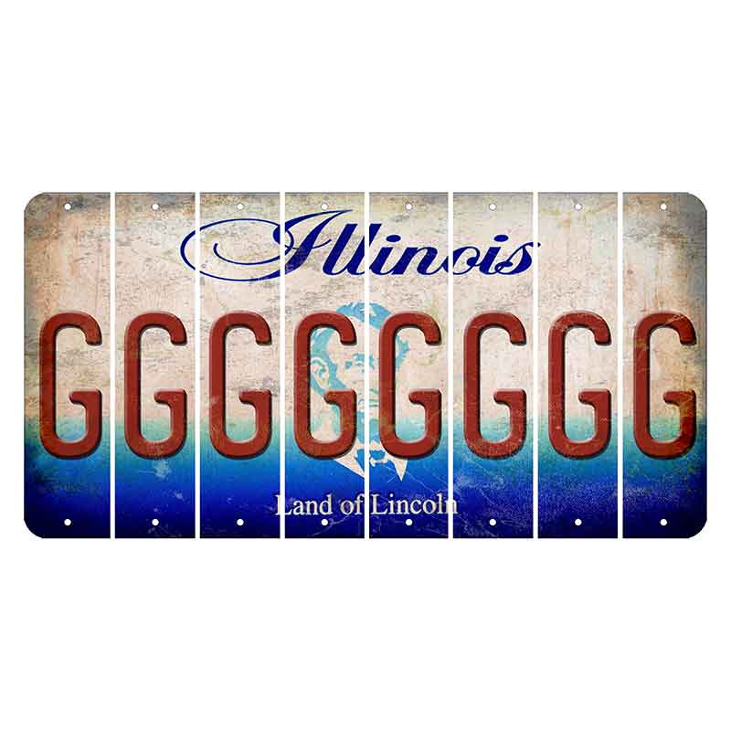 Illinois Abraham Lincoln Cut License Plate Strips (Set of 8) G