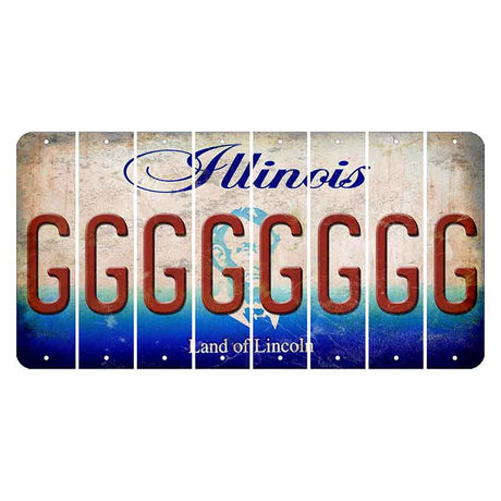 Illinois Abraham Lincoln Cut License Plate Strips (Set of 8) G