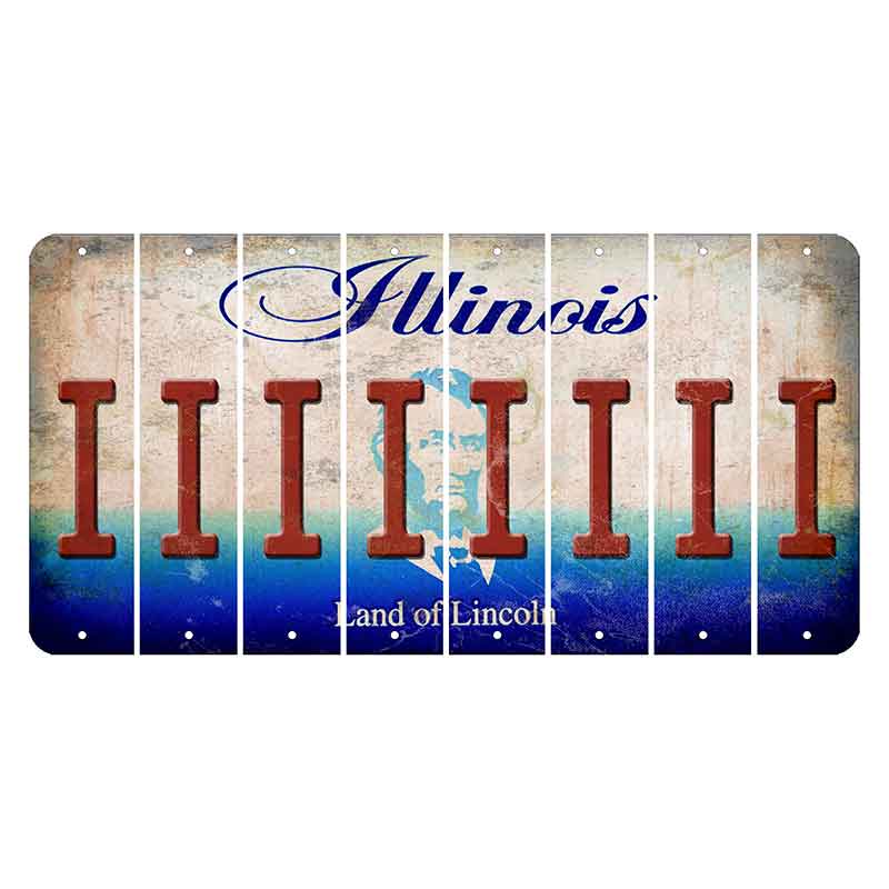 Illinois Abraham Lincoln Cut License Plate Strips (Set of 8) I