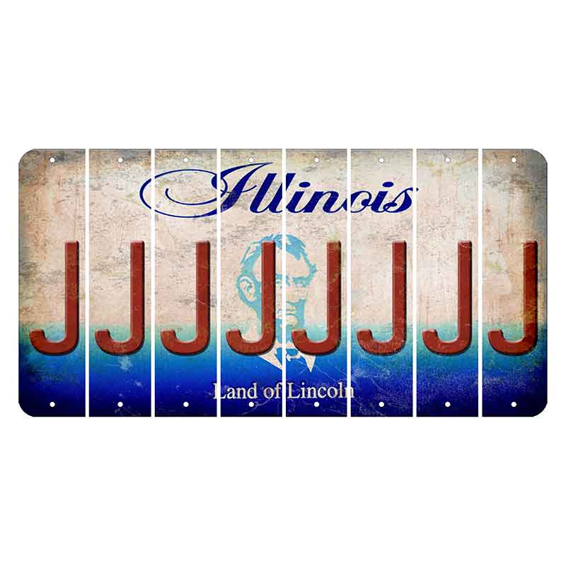 Illinois Abraham Lincoln Cut License Plate Strips (Set of 8) J