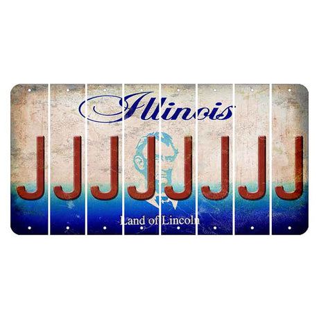 Illinois Abraham Lincoln Cut License Plate Strips (Set of 8) J